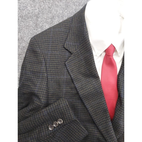 Brooks Brothers Blazer Mens 42 Reg Houndstooth Wool Union Made Suit Jacket
